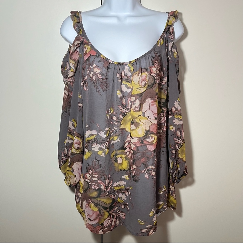 Grey Floral Top